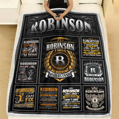 ROBINSON Personalized Blanket | Custom Name Cozy Throw Gift 13K1-BK2
