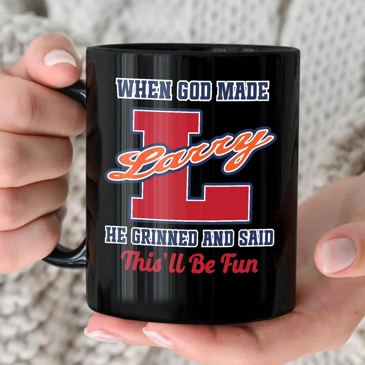 When God Made Your Name Personalized Baseball Mug LARRY 13K1 MG07