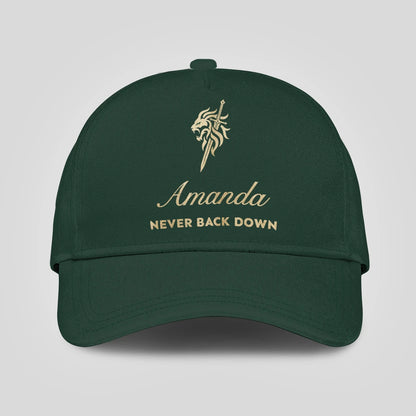 Never Back Down Lion And Sword Sage Green Cap AMANDA 13K1 C178PF