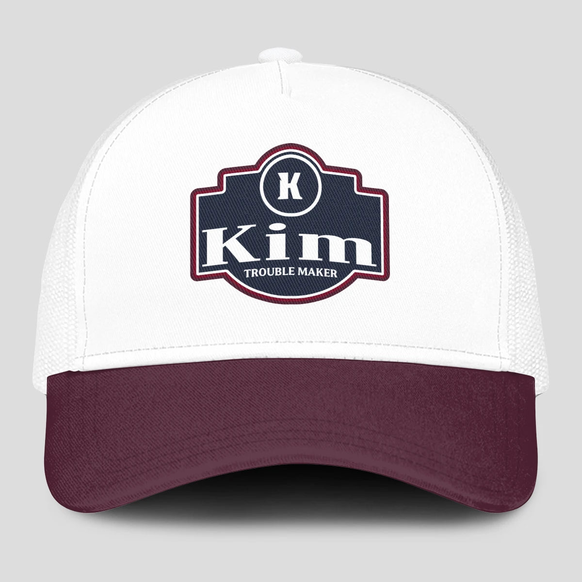 Trouble Maker Burgundy And White Funny Mesh Cap KIM 13K1 C201PF