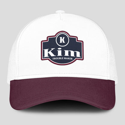 Trouble Maker Burgundy And White Funny Mesh Cap KIM 13K1 C201PF