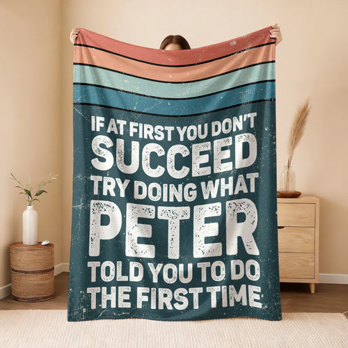 If At First You Don’t Succeed Retro Green Fleece Blanket PETER 13K1 BK29