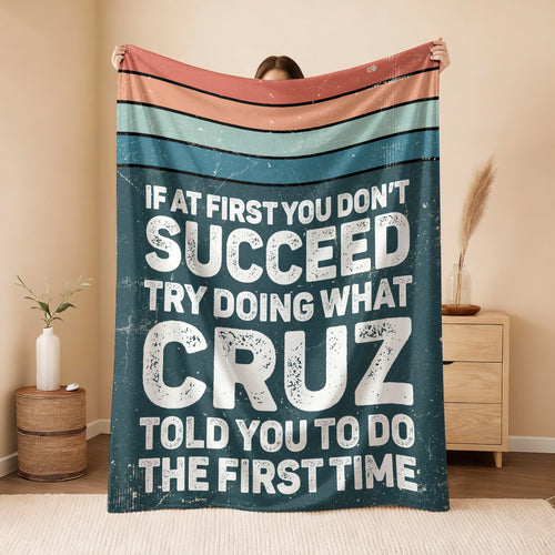 If At First You Don’t Succeed Retro Green Fleece Blanket CRUZ 13K1 BK29