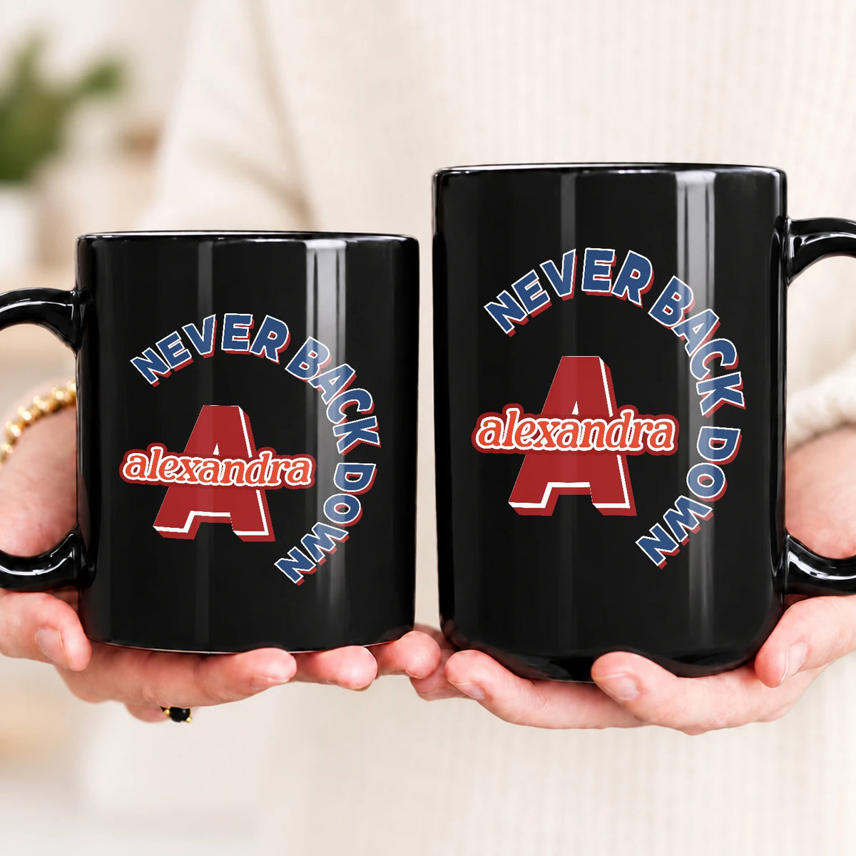 Never Back Down Log With Your Name Mug ALEXANDRA 13K1 MG25