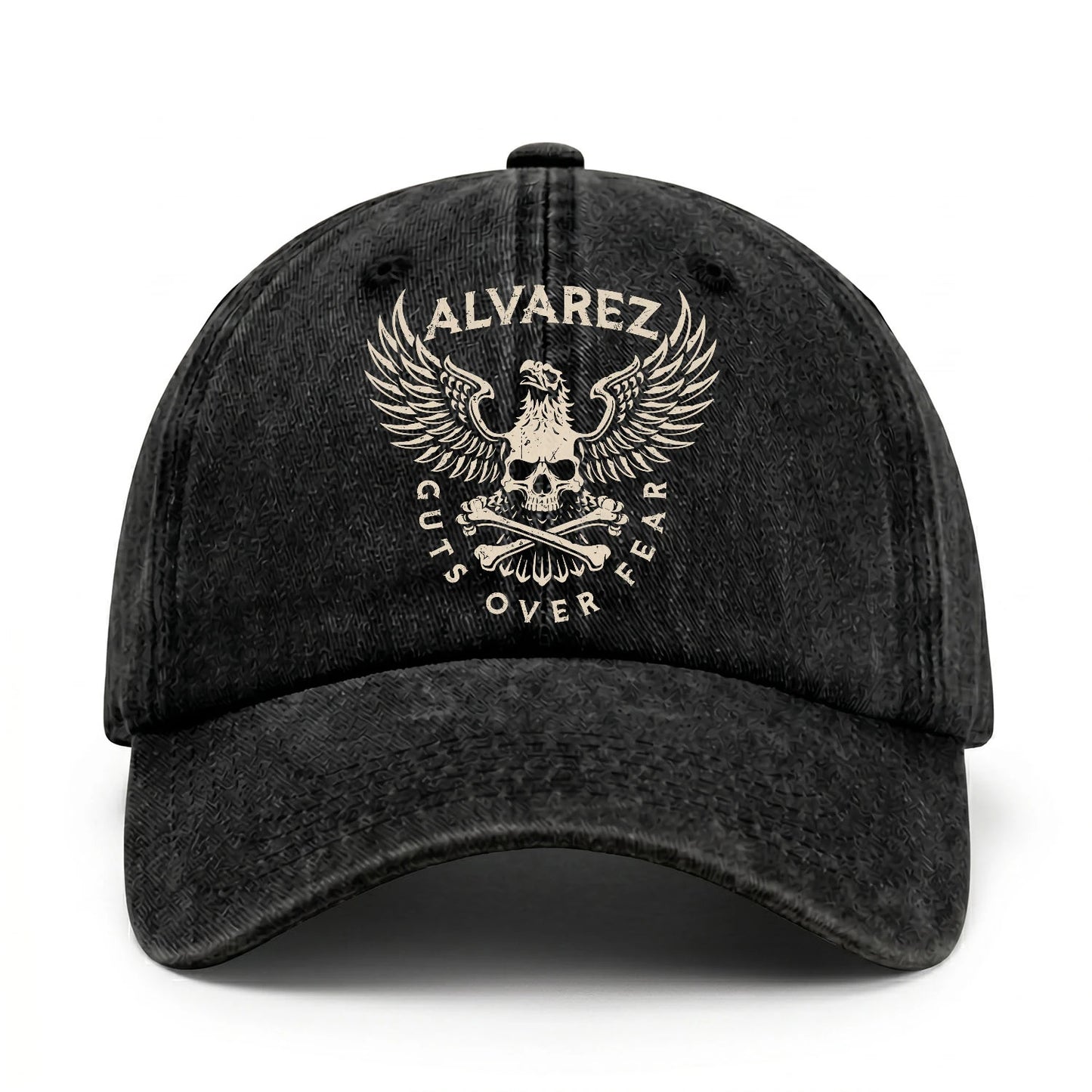 Your Name Guts Over Fear With Eagle And Skull Washed Cap ALVAREZ 13K1 C75PF