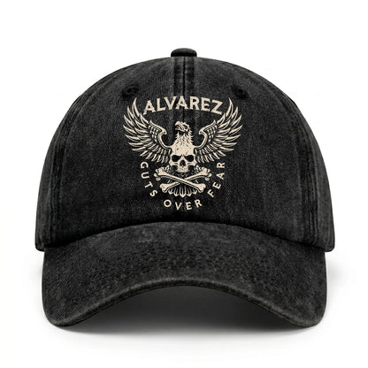 Your Name Guts Over Fear With Eagle And Skull Washed Cap ALVAREZ 13K1 C75PF