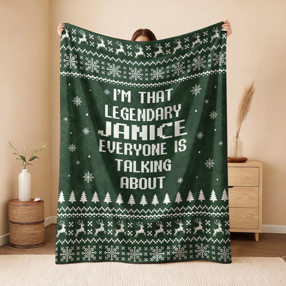 Legendary Your Name Funny Green Christmas Fleece Blanket JANICE 13K1 BK43