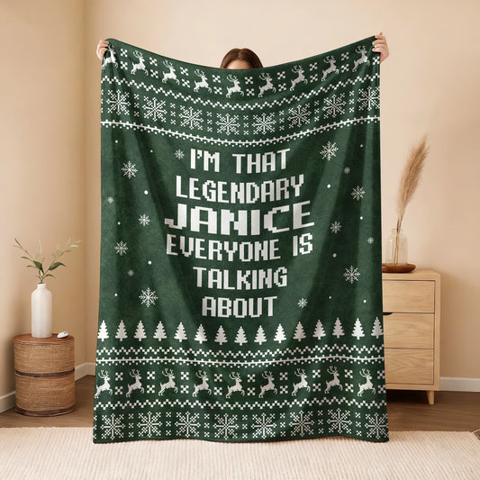 Legendary Your Name Funny Green Christmas Fleece Blanket JANICE 13K1 BK43