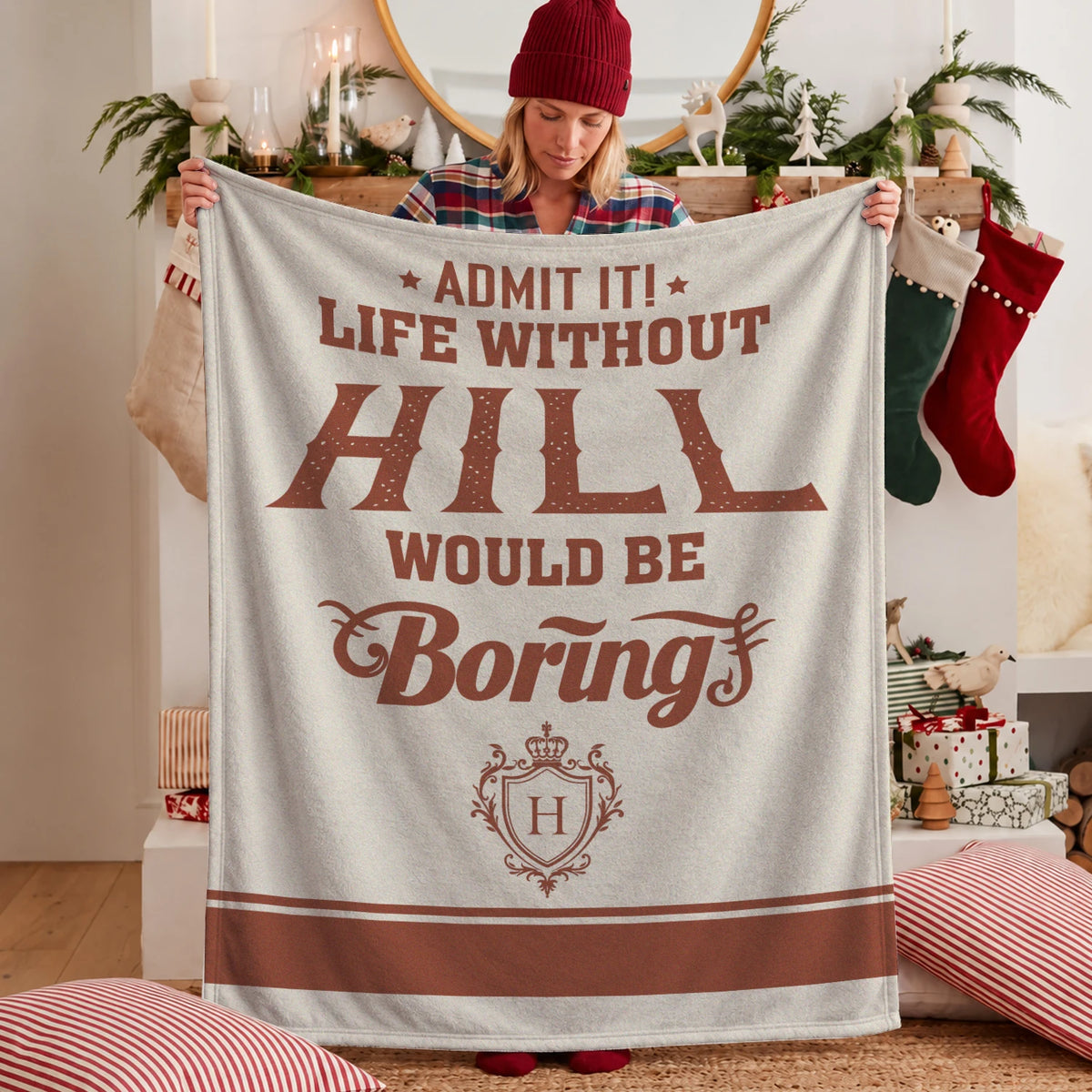 Life Without Your Name Would Be Boring Cream Terracotta Blanket HILL 13K1 BK24