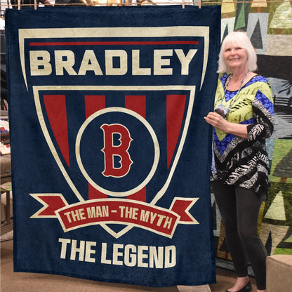 The Man The Myth The Legend Blue Burgundy Baseball Blanket BRADLEY 13K1 BK18