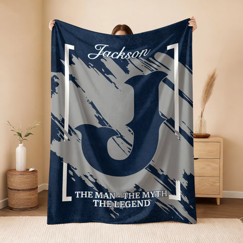 The Man The Myth The Legend Navy Baseball Fleece Blanket JACKSON 13K1 BK17