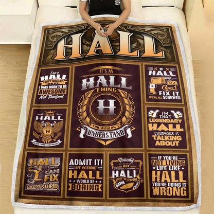 HALL Personalized Blanket | Custom Name Cozy Throw Gift 13K1-BK4