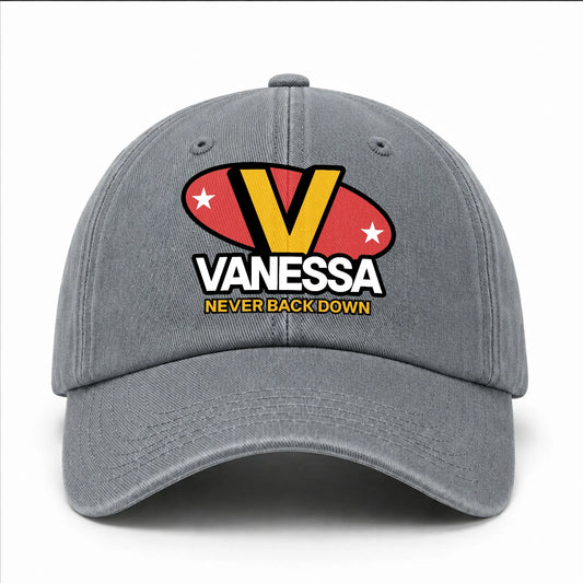 Never Back Down With Your Name And Initial Letter Washed Cap VANESSA 13K1 C82PF