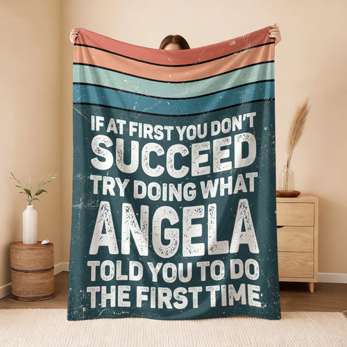 If At First You Don’t Succeed Retro Green Fleece Blanket ANGELA 13K1 BK29
