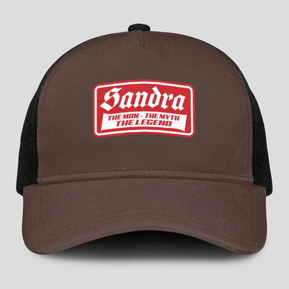 The Man The Myth The Legend Red Logo Brown Mesh Cap SANDRA 13K1 C203PF
