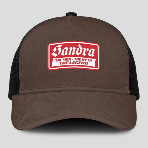 The Man The Myth The Legend Red Logo Brown Mesh Cap SANDRA 13K1 C203PF