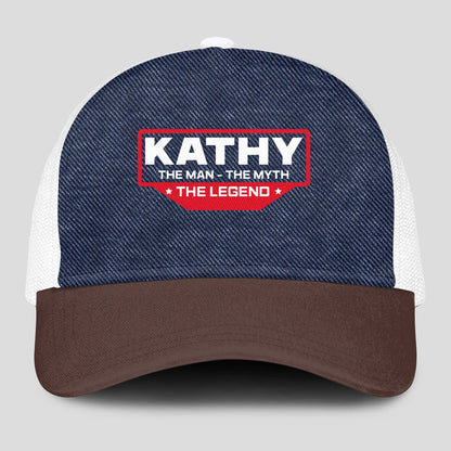 The Man The Myth The Legend Navy Brown And White Mesh Cap KATHY 13K1 C200PF