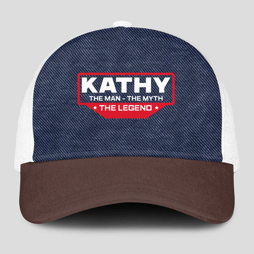 The Man The Myth The Legend Navy Brown And White Mesh Cap KATHY 13K1 C200PF