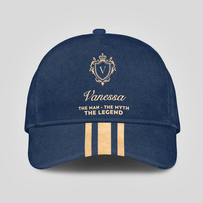 The Man The Myth The Legend Golden Stripes Royal Blue Cap VANESSA 13K1 C137PF
