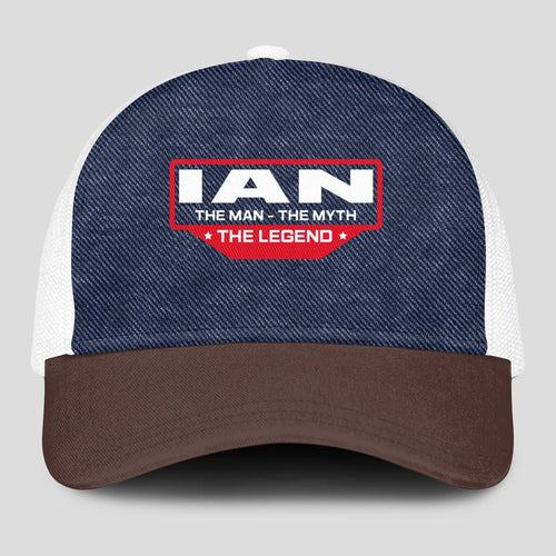 The Man The Myth The Legend Navy Brown And White Mesh Cap IAN 13K1 C200PF