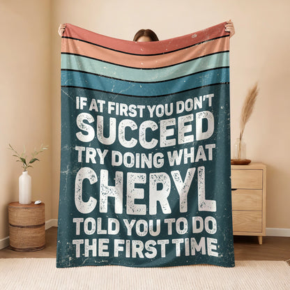 If At First You Don’t Succeed Retro Green Fleece Blanket CHERYL 13K1 BK29