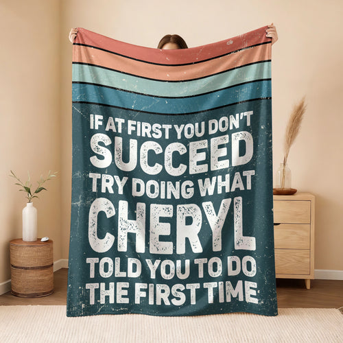 If At First You Don’t Succeed Retro Green Fleece Blanket CHERYL 13K1 BK29