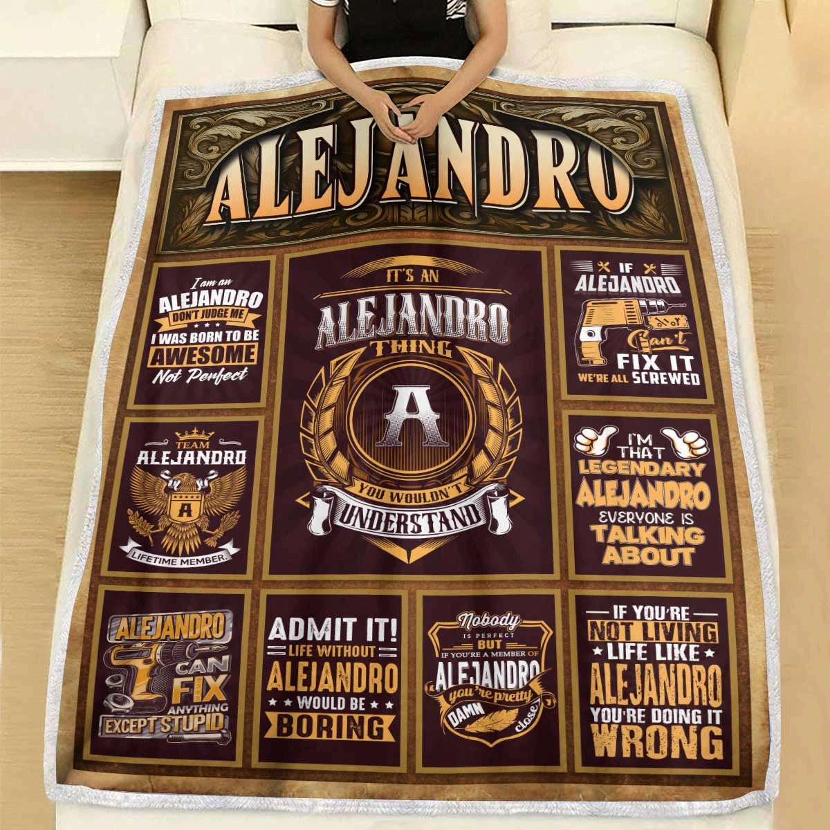 ALEJANDRO Personalized Blanket | Custom Name Cozy Throw Gift 13K1-BK4