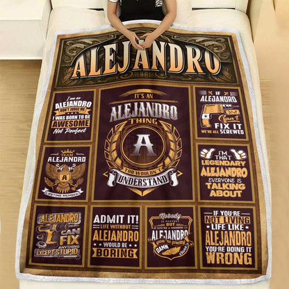 ALEJANDRO Personalized Blanket | Custom Name Cozy Throw Gift 13K1-BK4