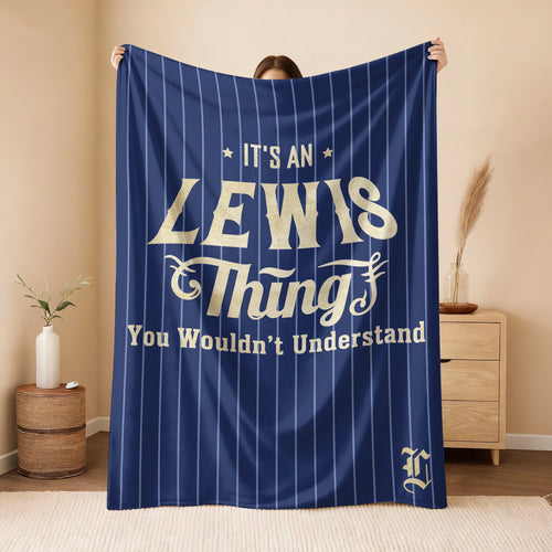 Your Name Thing Striped Blue Fleece Blanket LEWIS 13K1 BK23
