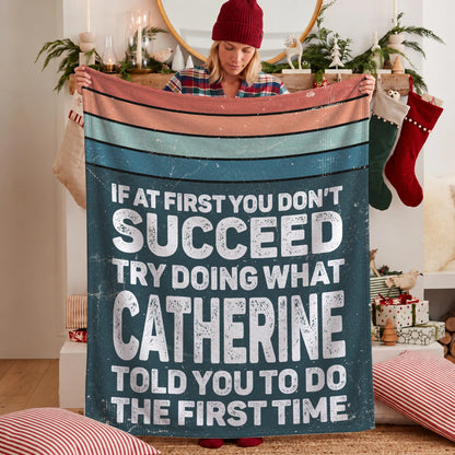If At First You Don’t Succeed Retro Green Fleece Blanket CATHERINE 13K1 BK29