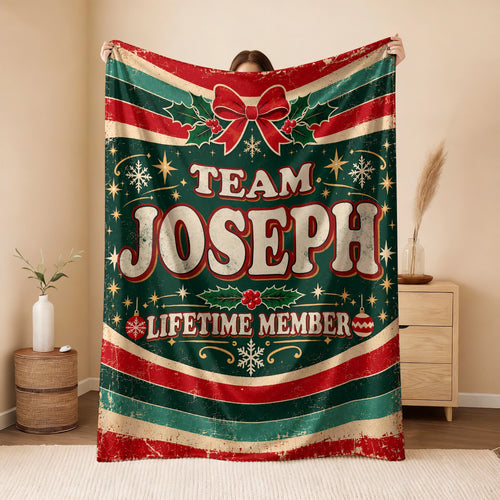 Team Your Name Lifetime Member Christmas Fleece Blanket JOSEPH 13K1 BK52