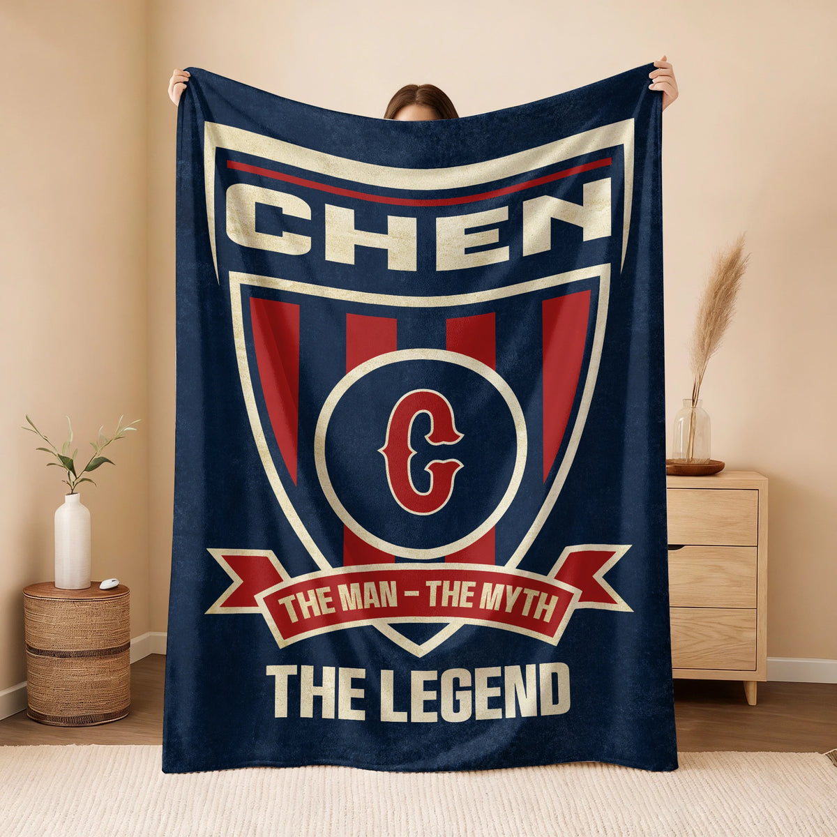 The Man The Myth The Legend Blue Burgundy Baseball Blanket CHEN 13K1 BK18