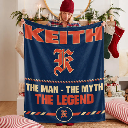 The Man The Myth The Legend Retro Fleece Blanket KEITH 13K1 BK53
