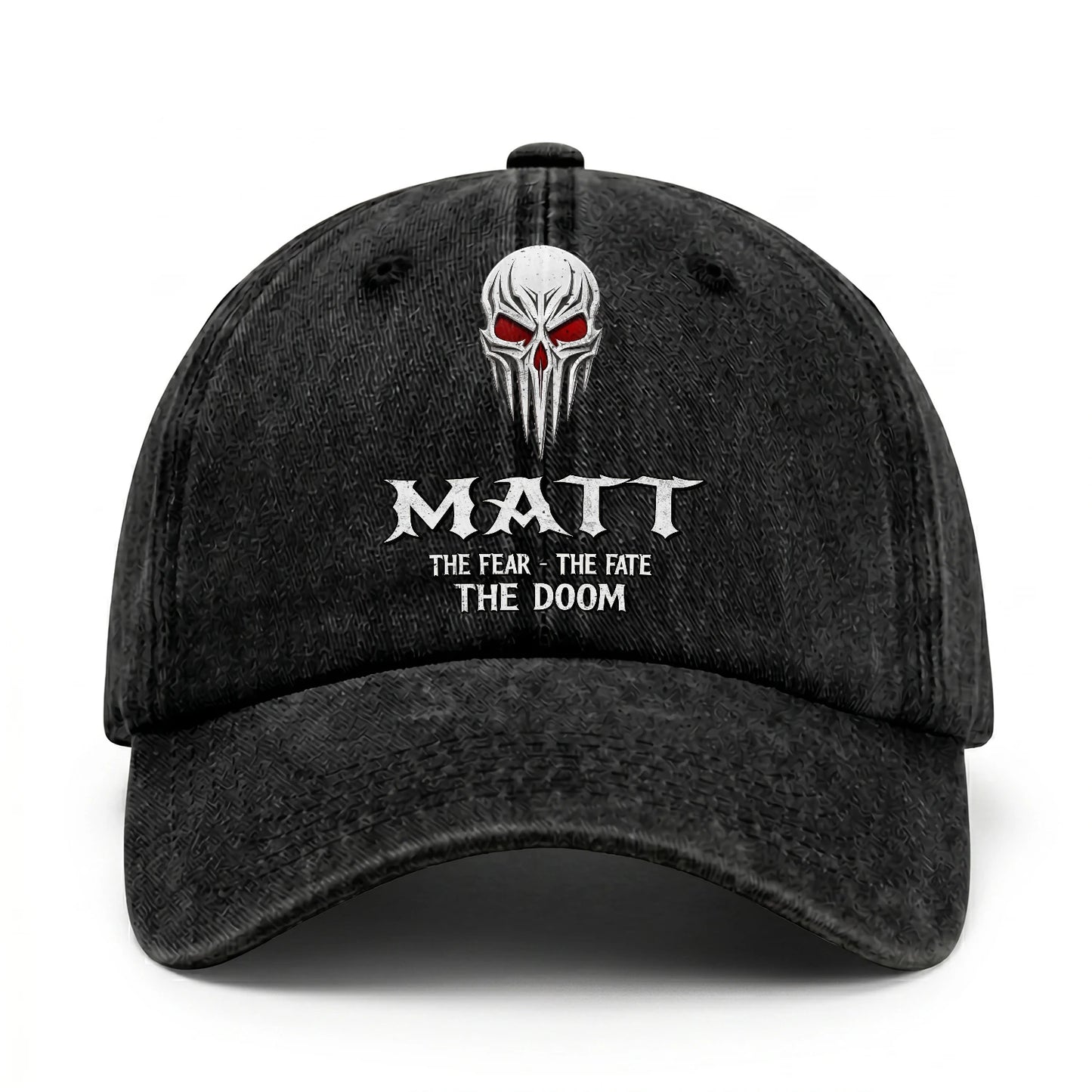 Your Name The Fear The Fate The Doom Skull Washed Cap MATT 13K1 C98PF