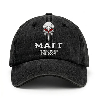 Your Name The Fear The Fate The Doom Skull Washed Cap MATT 13K1 C98PF