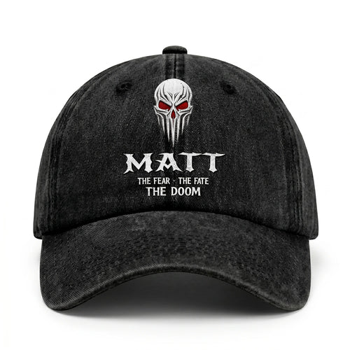 Your Name The Fear The Fate The Doom Skull Washed Cap MATT 13K1 C98PF