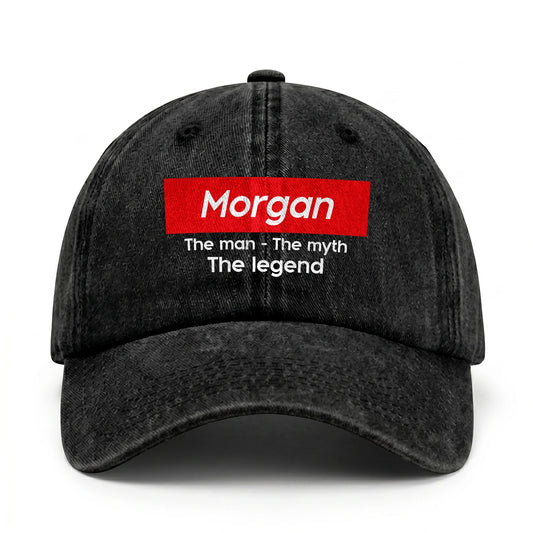 Your Name The Man The Myth The Legend Red Logo Washed Cap MORGAN 13K1 C130PF