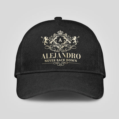 Never Back Down Royal Style Black Cap ALEJANDRO 13K1 C179PF
