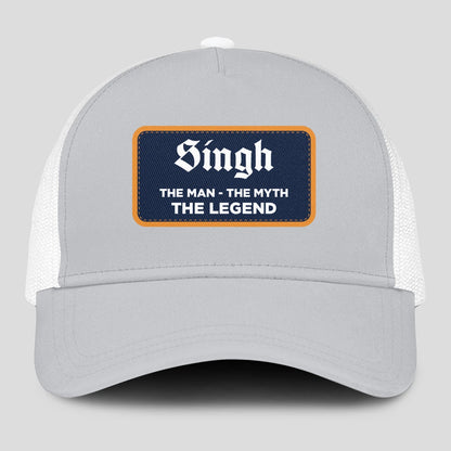 The Man The Myth The Legend Gray Mesh Cap SINGH 13K1 C204PF
