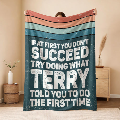 If At First You Don’t Succeed Retro Green Fleece Blanket TERRY 13K1 BK29