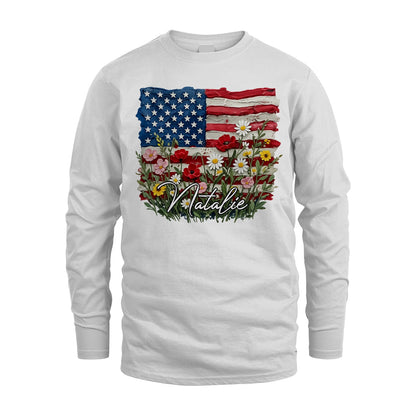 NATALIE 13K1-549 Personalize Name - Design American flag and flowers