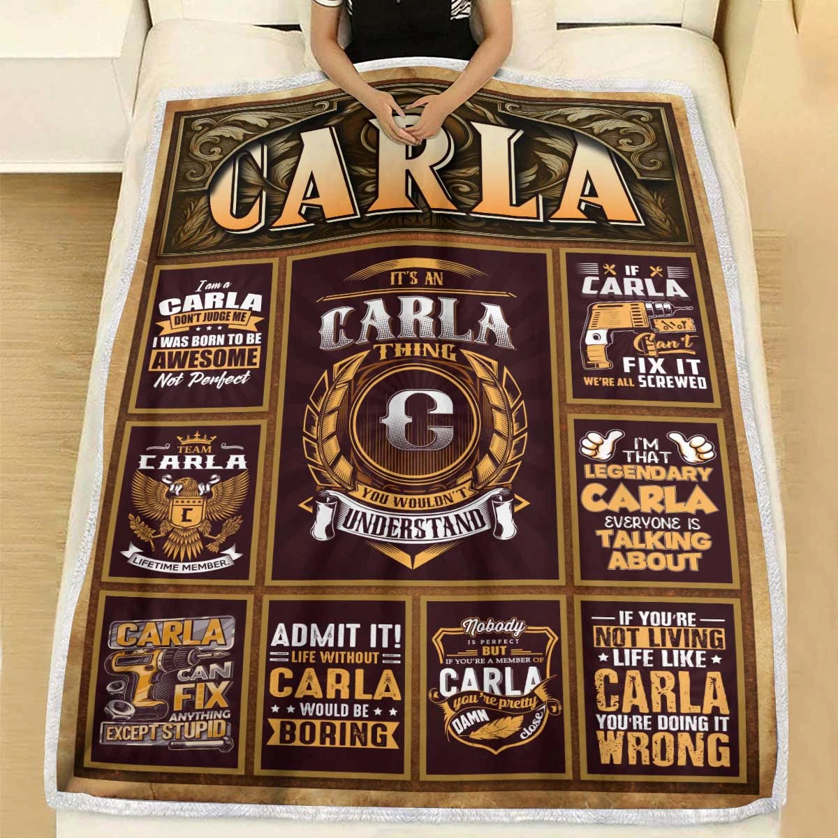 CARLA Personalized Blanket | Custom Name Cozy Throw Gift 13K1-BK4