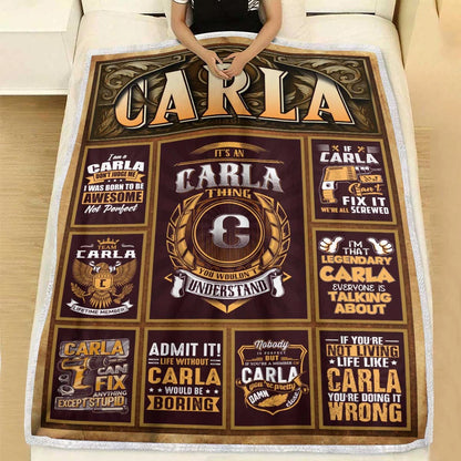 CARLA Personalized Blanket | Custom Name Cozy Throw Gift 13K1-BK4