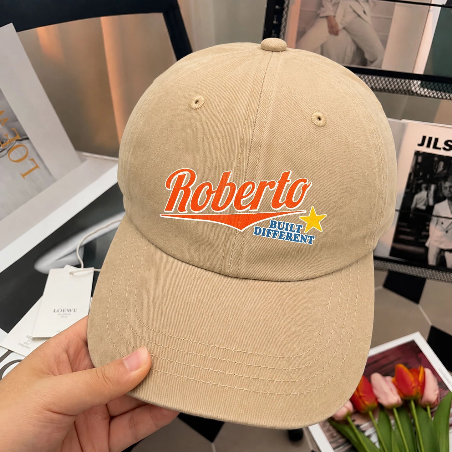 Your Name Built Different Logo Washed Cap ROBERTO 13K1 C56PF