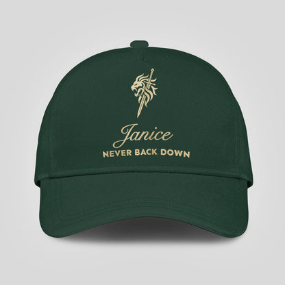 Never Back Down Lion And Sword Sage Green Cap JANICE 13K1 C178PF
