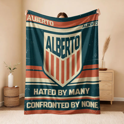 Hated By Many Confronted By None Retro Fleece Blanket ALBERTO 13K1 BK58