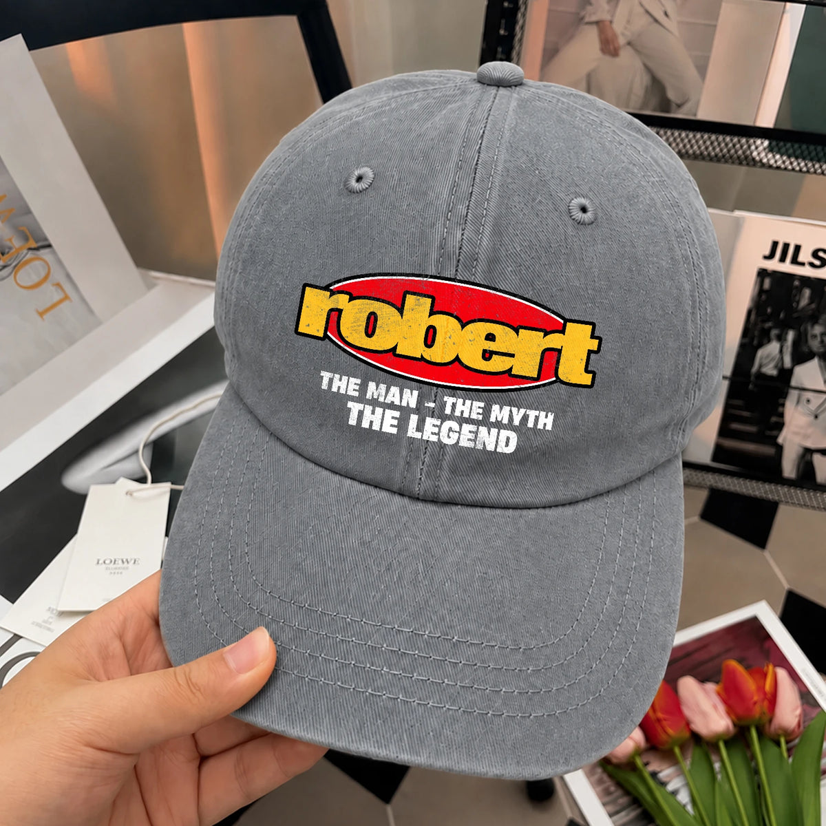 The Man The Myth The Legend Vintage Logo Washed Cap ROBERT 13K1 C162PF