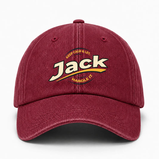 Keep Calm & Let Your Name Handle It Burgundy Washed Cap JACK 13K1 C105PF