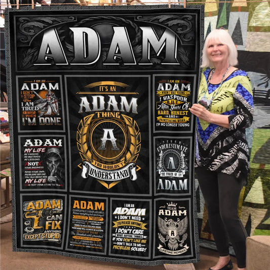 ADAM Personalized Blanket | Custom Name Cozy Throw Gift 13K1-BK2