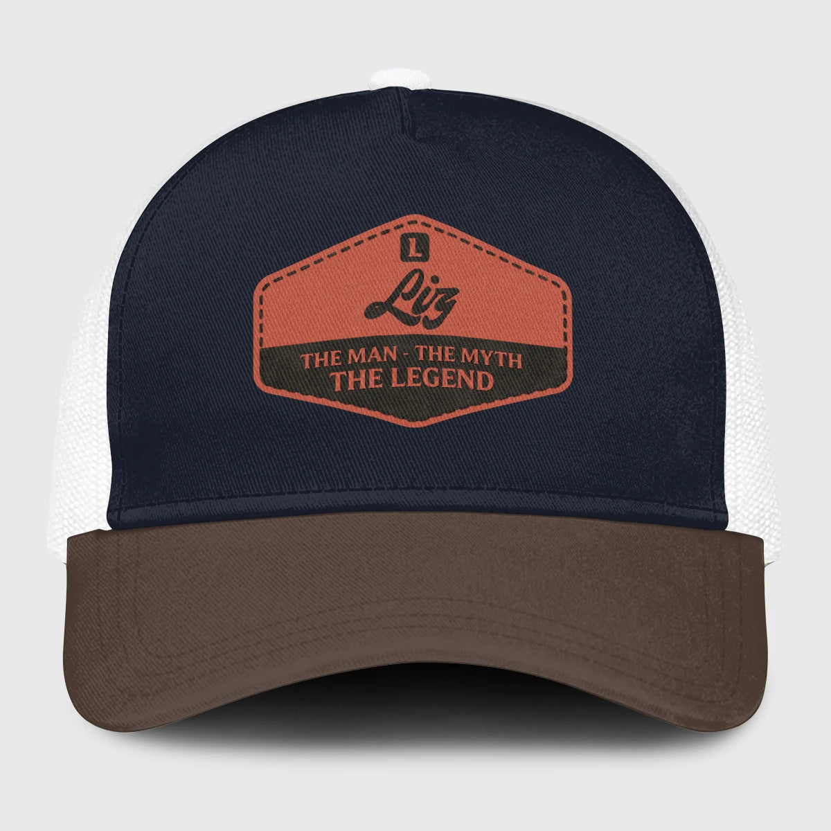 The Man The Myth The Legend Navy And Brown Mesh Cap LIZ 13K1 C188PF